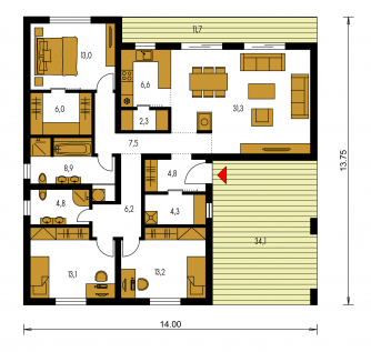 Plan de sol du rez-de-chaussée - BUNGALOW 230